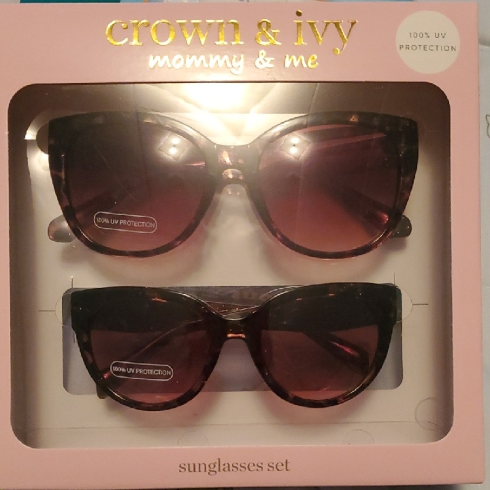 Crown & Ivy Mommy & Me Sunglasses Set - Black and Brown